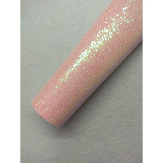 Экокожа глиттер-перламутр (соты) 20см х 30см цв. светло-розовый, цена за лист